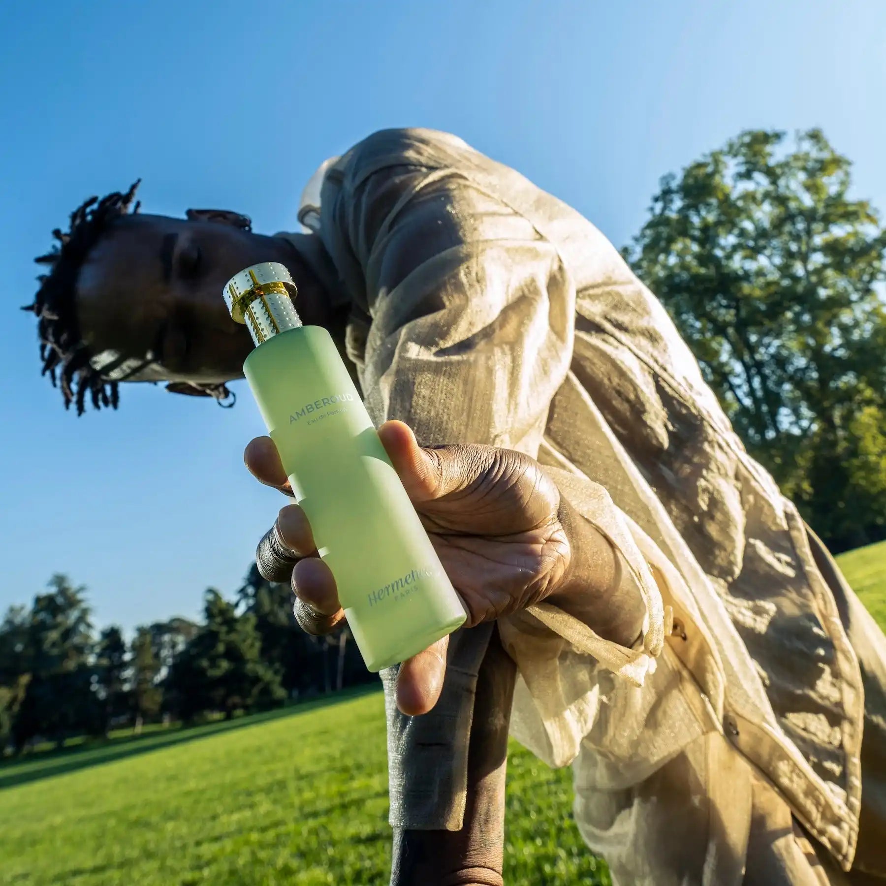 Light green reusable water bottle.